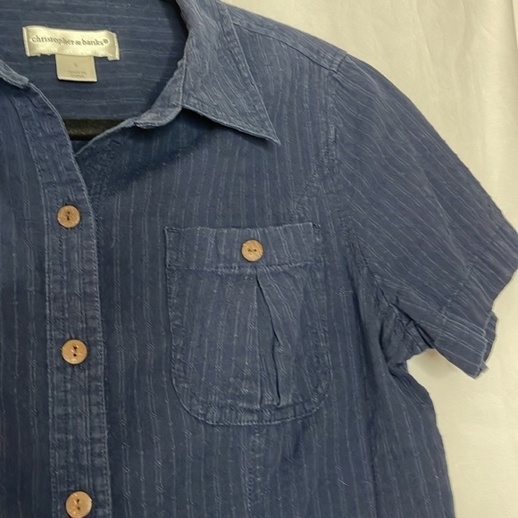 CHRISTOPHER & BANKS NAVY COTTON BUTTON DOWN (S) - Picture 4 of 6